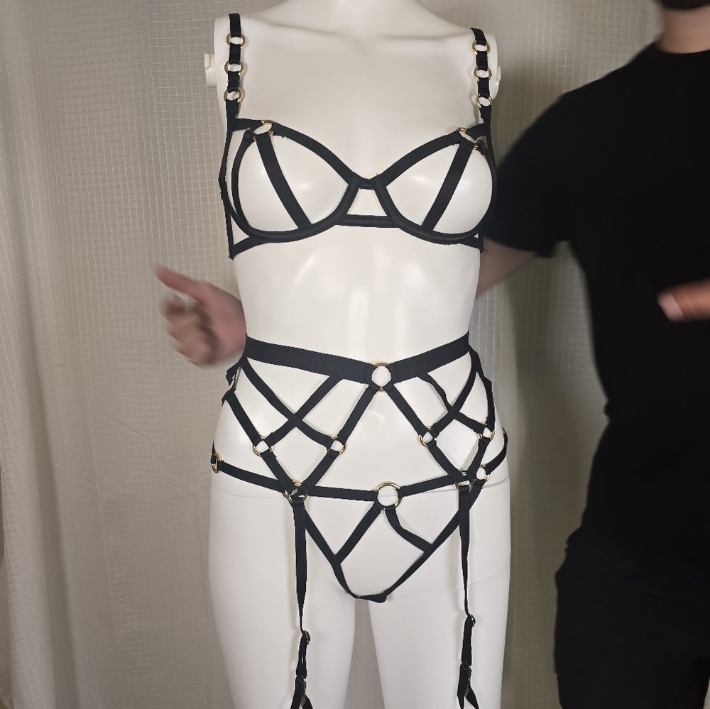 Black Strappy Lingerie Set